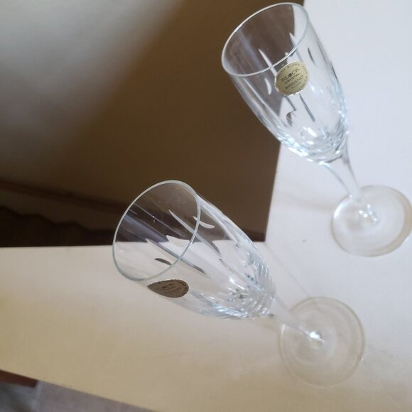KROSNO Hand blown set of 2 hand polished hand cut champagne clear glass - Picture 9 of 12
